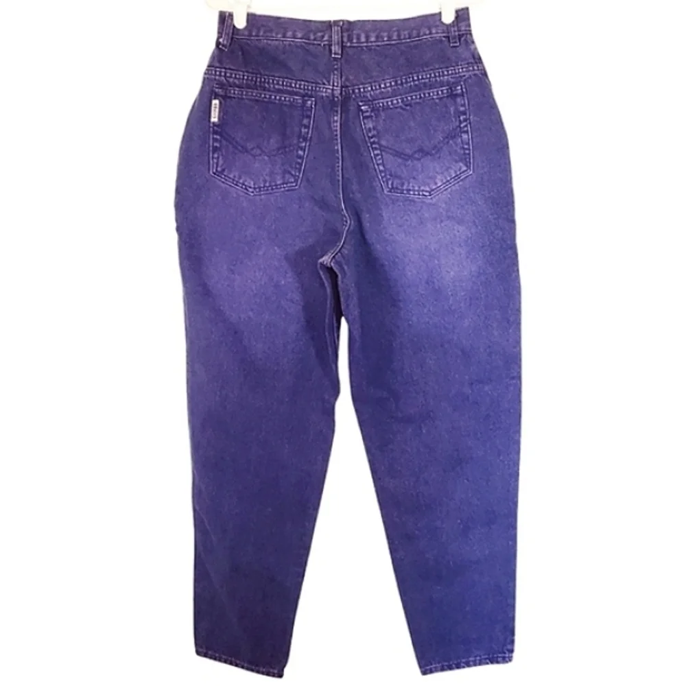 7256 * Gitano Vintage Button Fly Tapered Leg Jeans Purple Size 14 80s - Picture 2 of 11